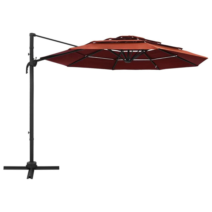 Umbrelă de soare 4 niveluri, stâlp de aluminiu, cărămiziu 3x3 m - WALTI WALTI