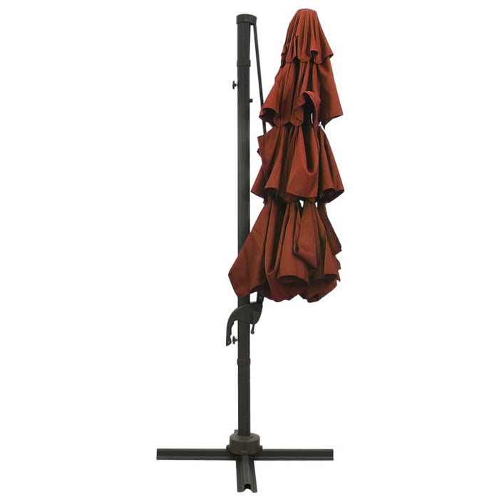 Umbrelă de soare 4 niveluri, stâlp de aluminiu, cărămiziu 3x3 m - WALTI WALTI