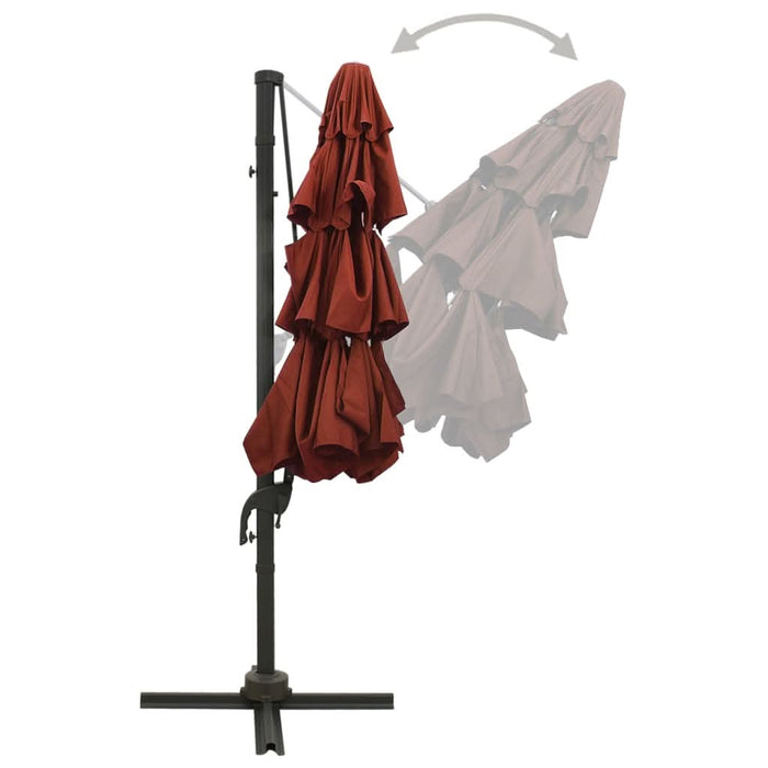 Umbrelă de soare 4 niveluri, stâlp de aluminiu, cărămiziu 3x3 m - WALTI WALTI