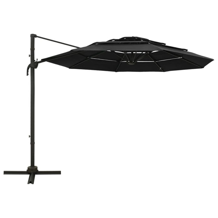 Umbrelă de soare 4 niveluri, stâlp de aluminiu, negru, 3x3 m - WALTI WALTI