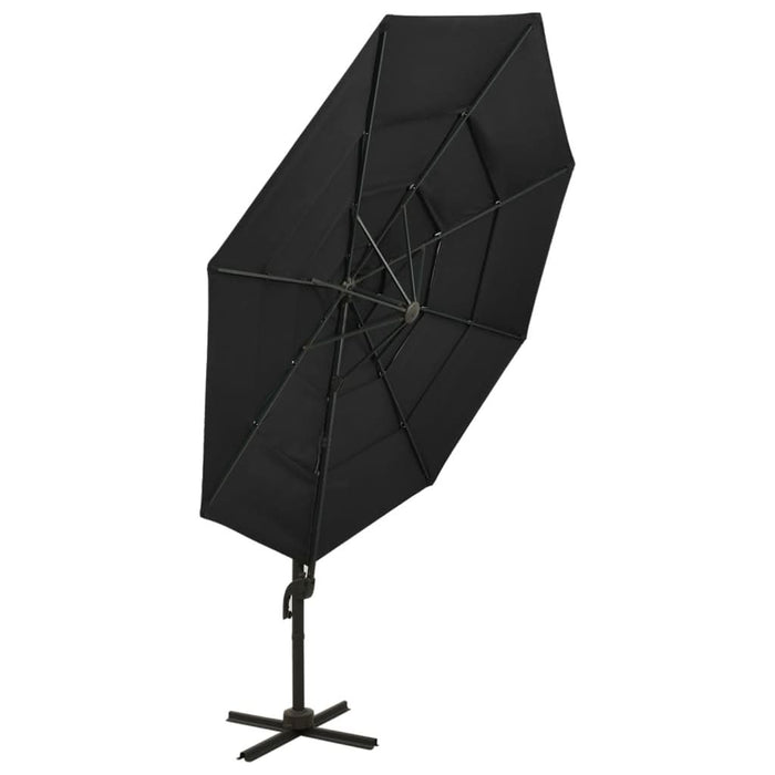 Umbrelă de soare 4 niveluri, stâlp de aluminiu, negru, 3x3 m - WALTI WALTI