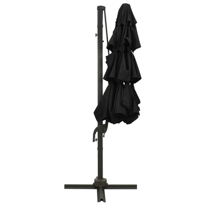 Umbrelă de soare 4 niveluri, stâlp de aluminiu, negru, 3x3 m - WALTI WALTI