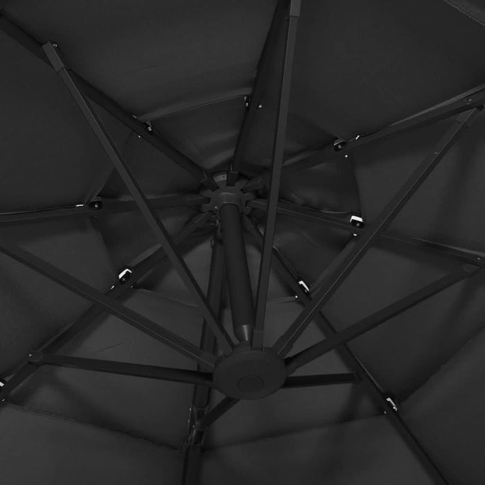 Umbrelă de soare 4 niveluri, stâlp de aluminiu, negru, 3x3 m - WALTI WALTI