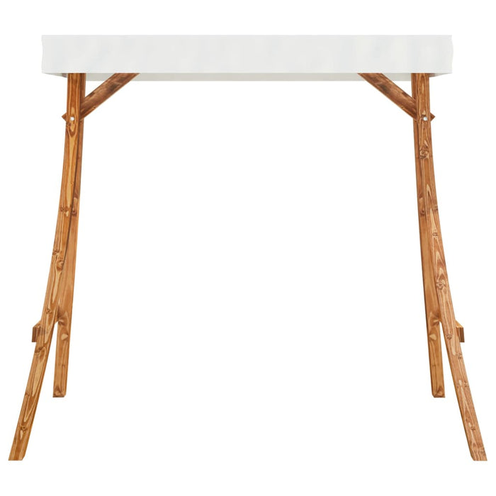 Cadru balansoar cu acoperiș crem, lemn masiv curbat finisaj tec - WALTI WALTI