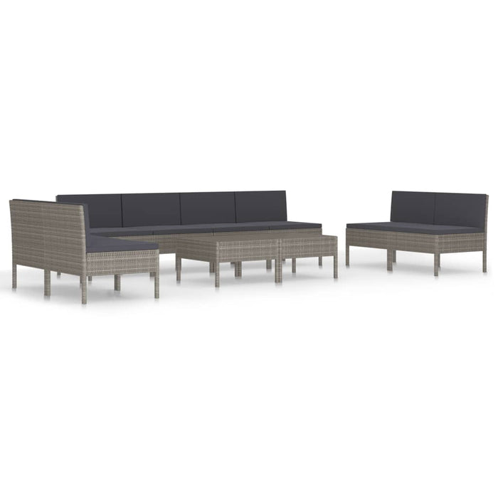 Set mobilier de grădină cu perne, 10 piese, gri, poliratan - WALTI WALTI
