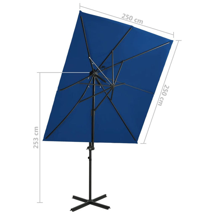 Umbrelă suspendată cu înveliș dublu, albastru azuriu 250x250 cm - WALTI WALTI