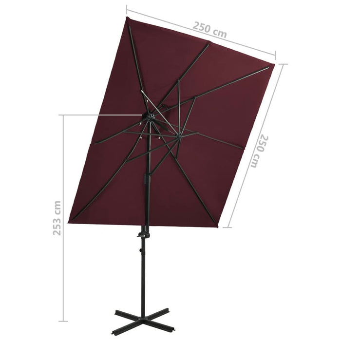 Umbrelă suspendată cu înveliș dublu, roșu bordo, 250x250 cm - WALTI WALTI