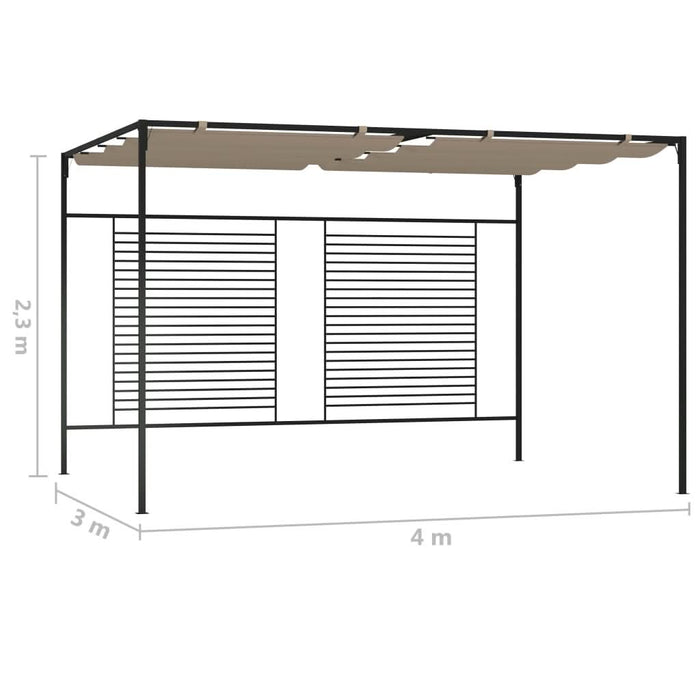 Pavilion grădină, acoperiș retractabil gri taupe 3x4x2,3 m 180 g/m² - WALTI WALTI