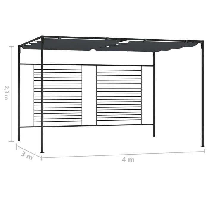 Pavilion cu acoperiș retractabil, antracit, 4x3x2,3 m, 180 g/m² - WALTI WALTI