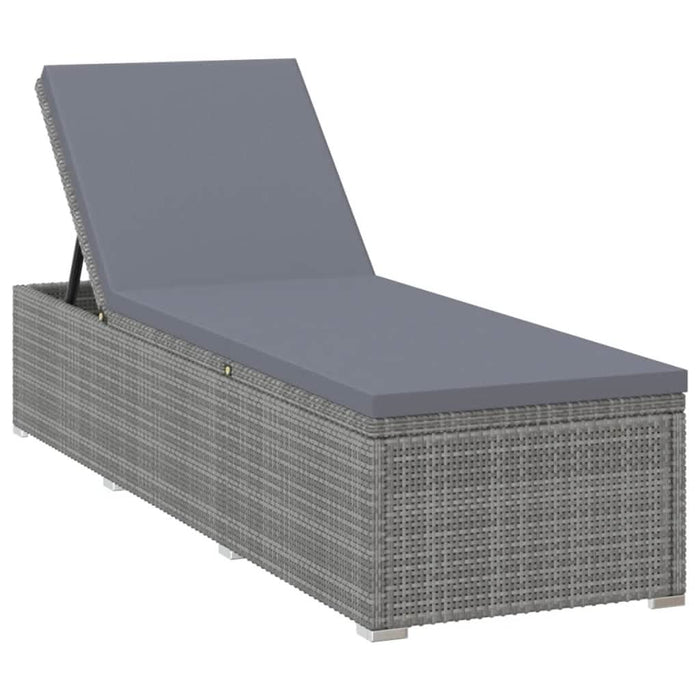 Șezlonguri de grădină, 3 piese, masă ceai, gri, poliratan - WALTI WALTI