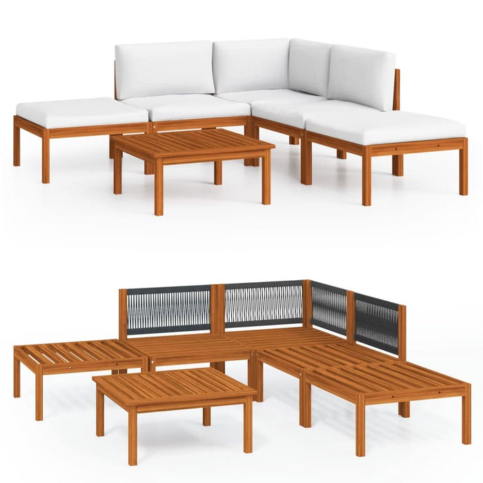 Set mobilier grădină cu perne, 6 piese, crem lemn masiv acacia - WALTI WALTI