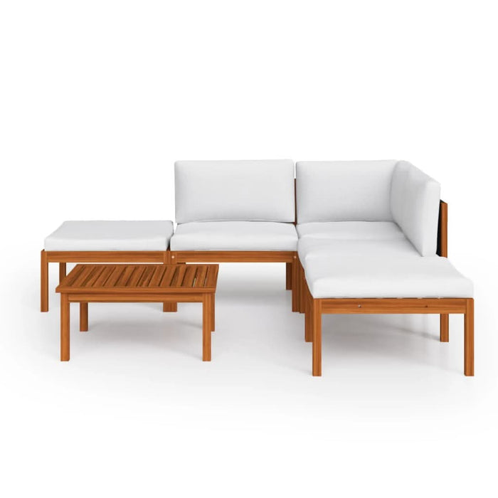 Set mobilier grădină cu perne, 6 piese, crem lemn masiv acacia - WALTI WALTI