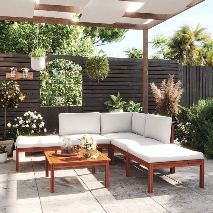 Set mobilier grădină cu perne, 6 piese, crem lemn masiv acacia - WALTI WALTI