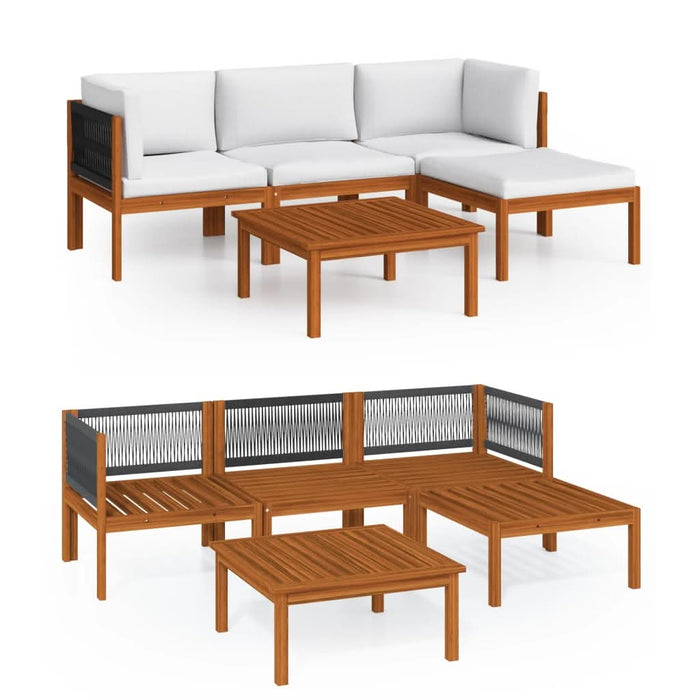 Set mobilier grădină 5 piese cu perne crem lemn masiv de acacia - WALTI WALTI