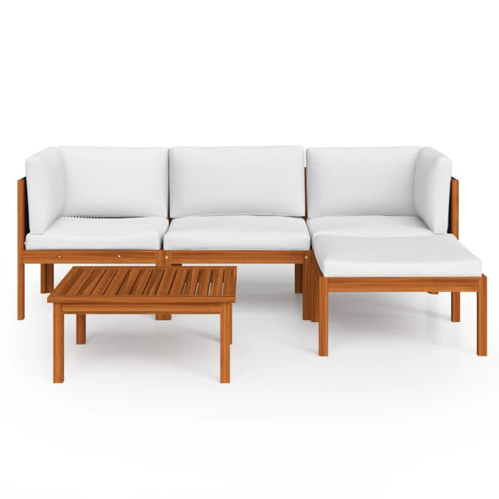 Set mobilier grădină 5 piese cu perne crem lemn masiv de acacia - WALTI WALTI