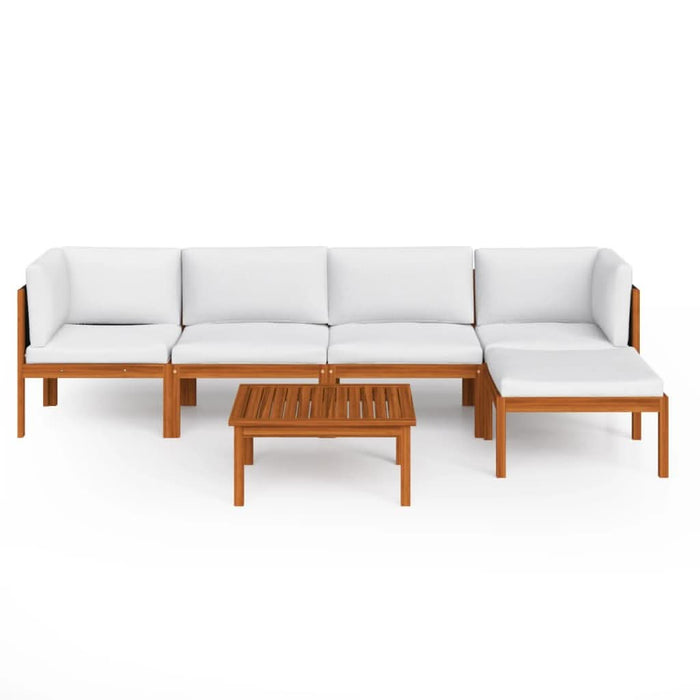 Set mobilier grădină cu perne, crem, 6 piese, lemn masiv acacia - WALTI WALTI