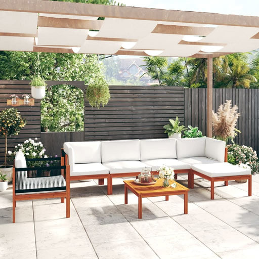 Set mobilier grădină cu perne crem, 7 piese, lemn masiv acacia - WALTI WALTI