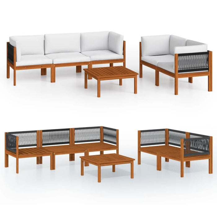 Set mobilier grădină cu perne. crem, 6 piese, lemn masiv acacia - WALTI WALTI