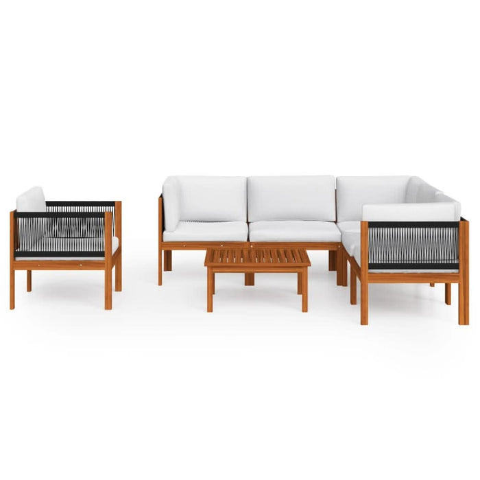 Set mobilier grădină cu perne, crem, 7 piese, lemn masiv acacia - WALTI WALTI