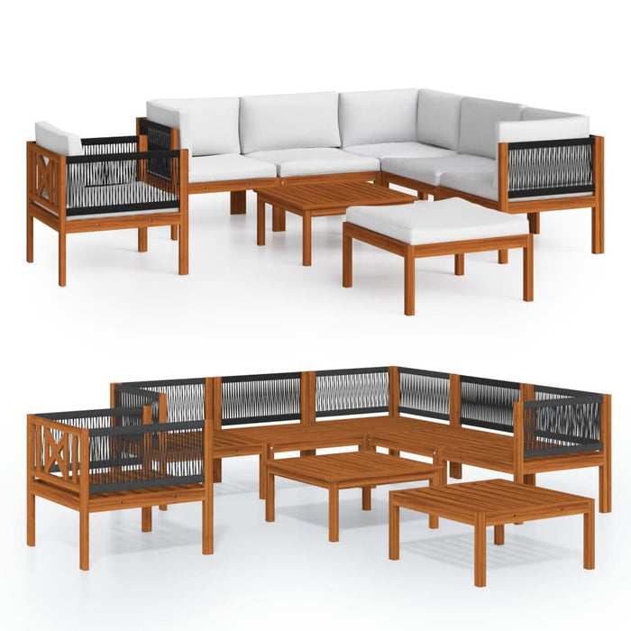 Set mobilier grădină cu perne, crem, 8 piese, lemn masiv acacia - WALTI WALTI