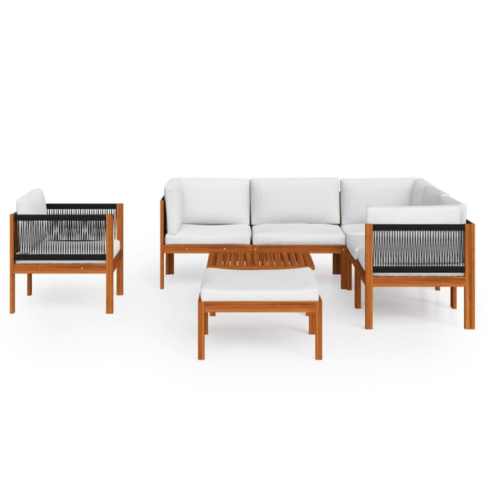 Set mobilier grădină cu perne, crem, 8 piese, lemn masiv acacia - WALTI WALTI