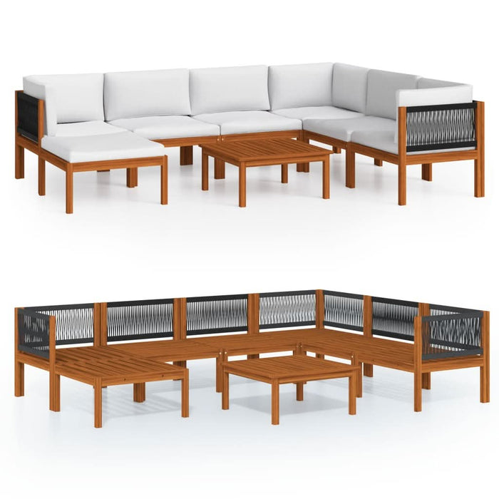 Set mobilier grădină cu perne, 8 piese, crem, lemn masiv acacia - WALTI WALTI
