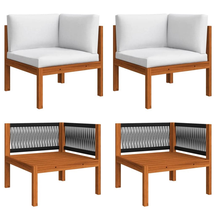 Set mobilier grădină cu perne, 8 piese, crem, lemn masiv acacia - WALTI WALTI
