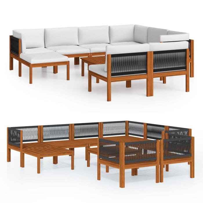 Set mobilier grădină cu perne crem, 10 piese, lemn masiv acacia - WALTI WALTI