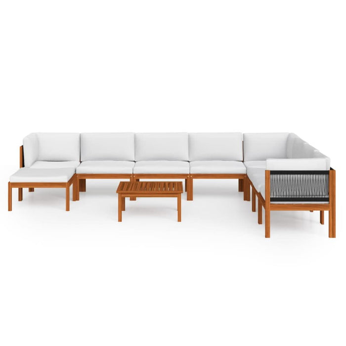 Set mobilier grădină cu perne, 9 piese, crem, lemn masiv acacia - WALTI WALTI