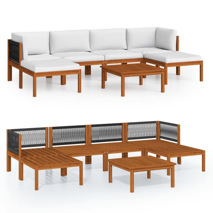 Set mobilier grădină cu perne, crem, 7 piese, lemn masiv acacia - WALTI WALTI