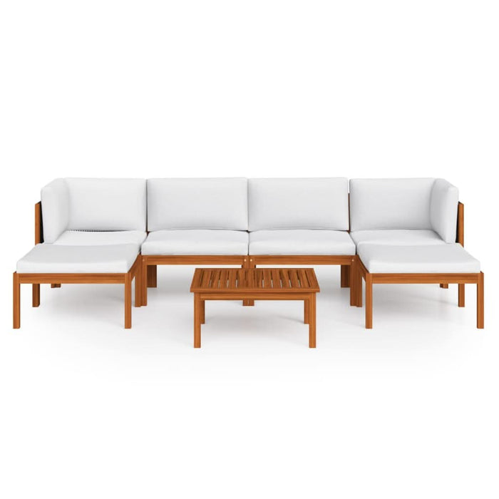 Set mobilier grădină cu perne, crem, 7 piese, lemn masiv acacia - WALTI WALTI