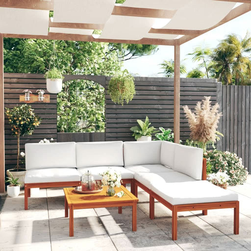 Set mobilier grădină cu perne, crem, 6 piese, lemn masiv acacia - WALTI WALTI