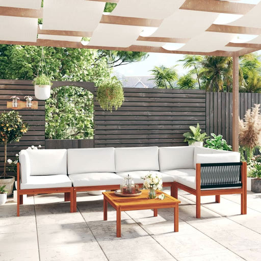 Set mobilier grădină cu perne, crem, 6 piese, lemn masiv acacia - WALTI WALTI