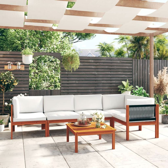 Set mobilier grădină cu perne, crem, 6 piese, lemn masiv acacia - WALTI WALTI