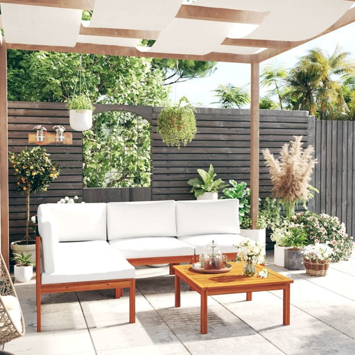 Set mobilier grădină cu perne, crem, 5 piese, lemn masiv acacia - WALTI WALTI