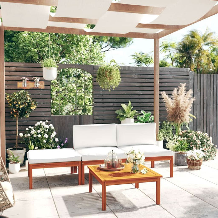 Set mobilier grădină cu perne, crem, 4 piese, lemn masiv acacia - WALTI WALTI