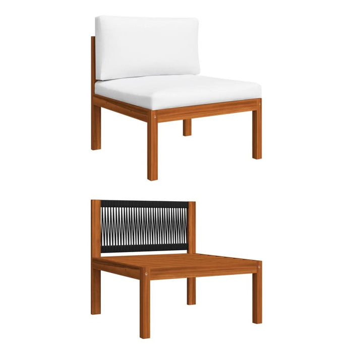Set mobilier grădină cu perne, 8 piese, crem, lemn masiv acacia - WALTI WALTI