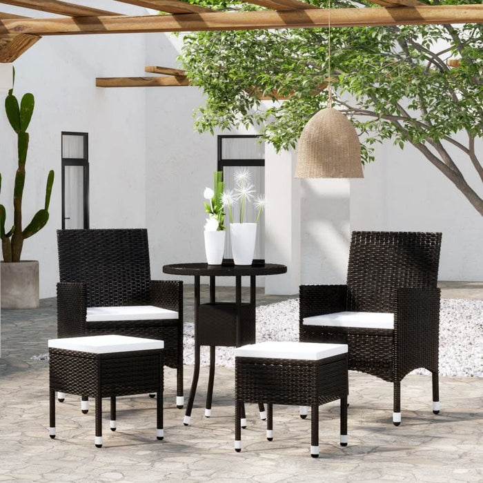 Set mobilier de grădină, 5 piese, negru, poliratan - WALTI WALTI