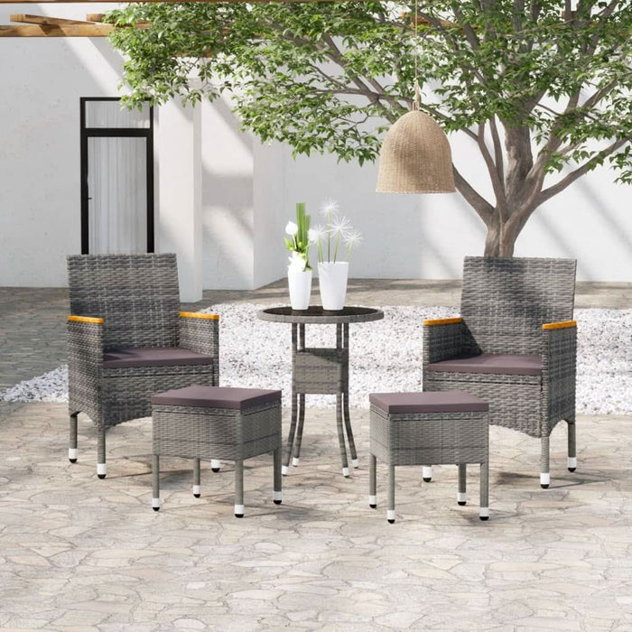 Set mobilier de grădină, 5 piese, gri, poliratan - WALTI WALTI