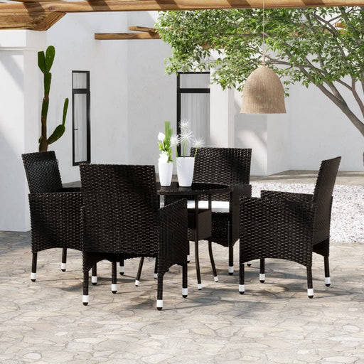 Set mobilier de grădină, 5 piese, negru, poliratan - WALTI WALTI