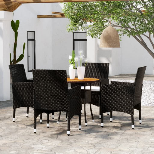 Set mobilier de grădină, 5 piese, negru, poliratan - WALTI WALTI