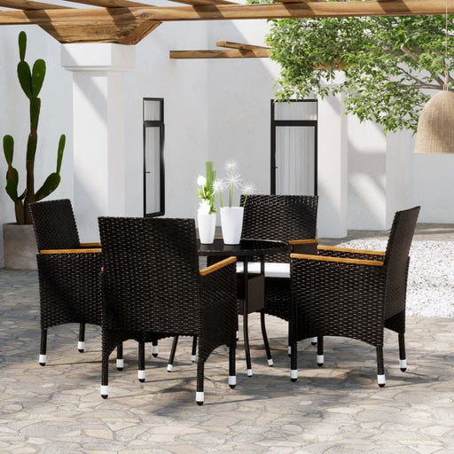 Set mobilier de grădină, 5 piese, negru, poliratan - WALTI WALTI