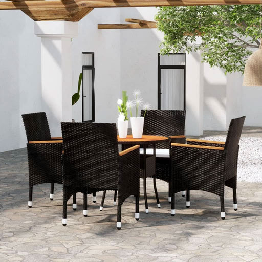 Set mobilier de grădină, 5 piese, negru, poliratan - WALTI WALTI