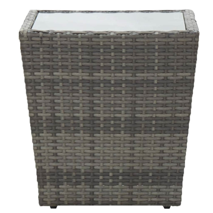 Set mobilier grădină, 3 piese, gri, poliratan și sticlă - WALTI WALTI