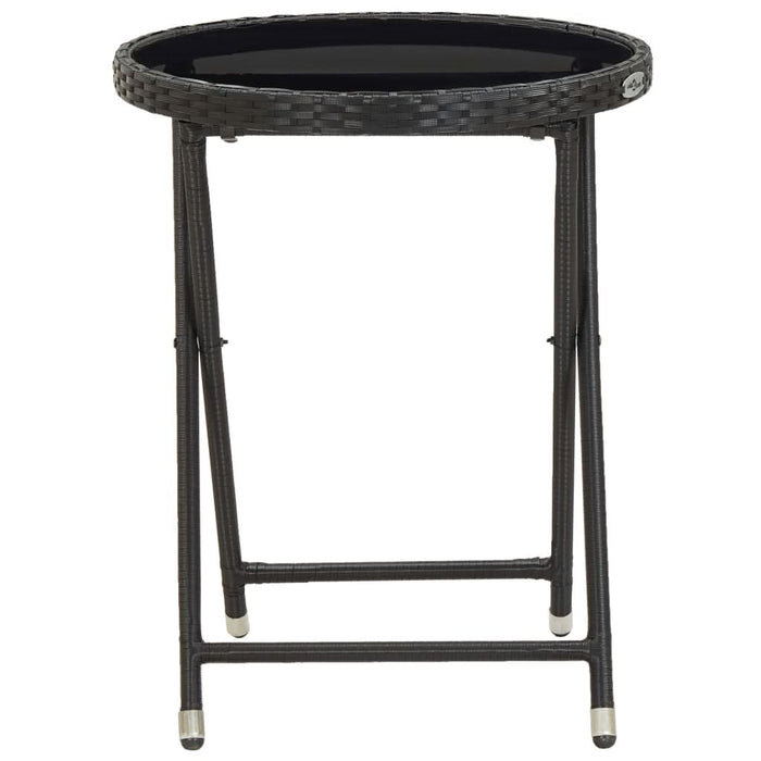 Set mobilier bistro grădină, 3 piese, negru, poliratan/sticlă - WALTI WALTI