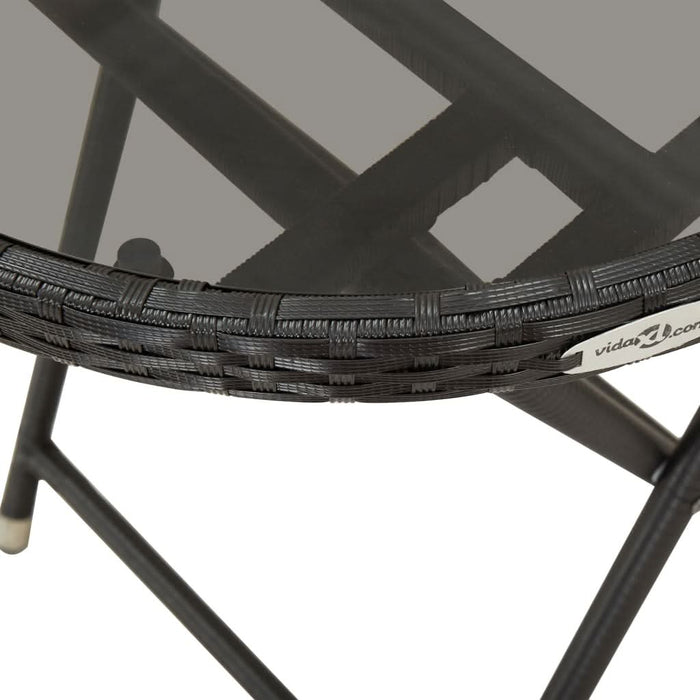 Set mobilier bistro grădină, 3 piese, negru, poliratan/sticlă - WALTI WALTI