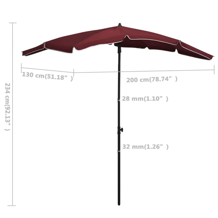 Umbrelă de grădină cu stâlp, roșu bordo, 200x130 cm - WALTI WALTI