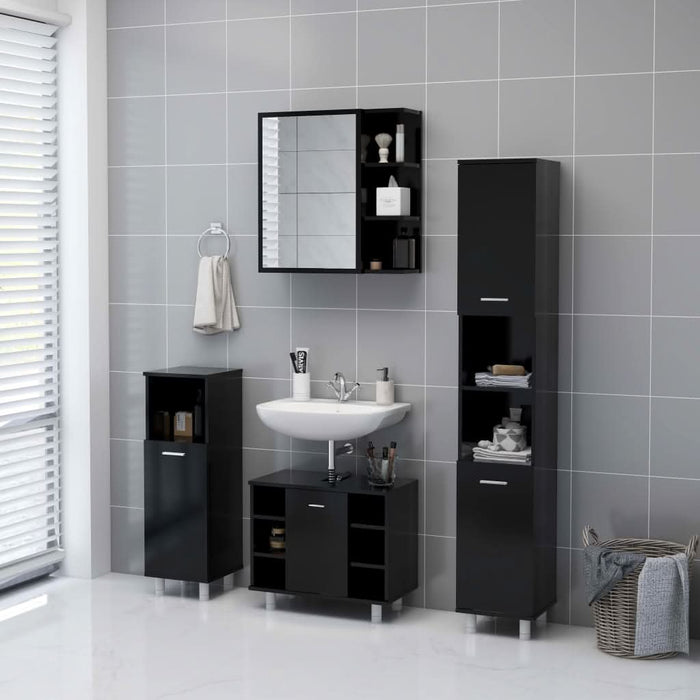 Dulap de baie cu oglindă, negru, 62,5 x 20,5 x 64 cm, PAL - WALTI WALTI