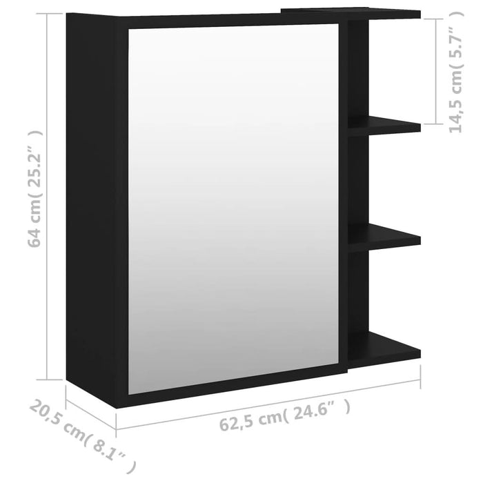 Dulap de baie cu oglindă, negru, 62,5 x 20,5 x 64 cm, PAL - WALTI WALTI