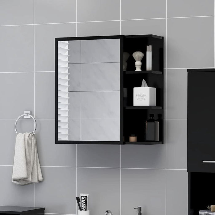 Dulap de baie cu oglindă, negru, 62,5 x 20,5 x 64 cm, PAL - WALTI WALTI